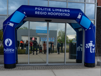Bedrukte reclameboog voor Politie Limburg